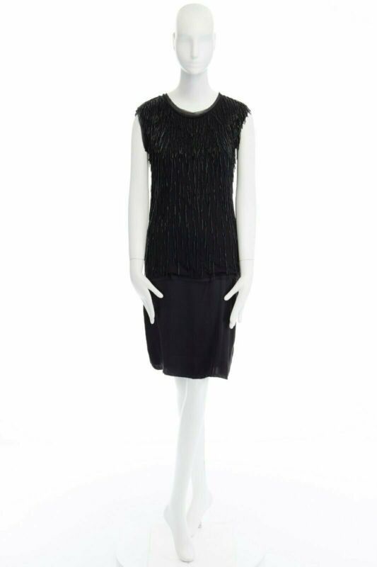 Lanvin LANVIN black fringe embellished ribbon 20s flapper silk dress XS FR34 US2 UK6 Size XS / US 0-2 / IT 36-38 - 10 Thumbnail