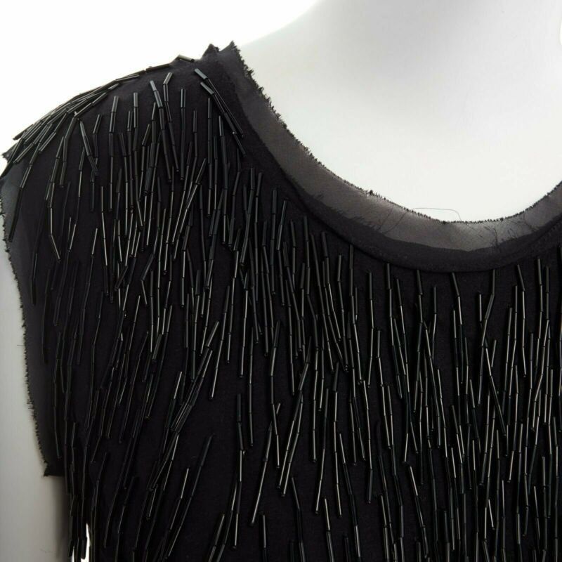 Lanvin LANVIN black fringe embellished ribbon 20s flapper silk dress XS FR34 US2 UK6 Size XS / US 0-2 / IT 36-38 - 2 Thumbnail
