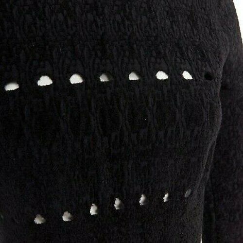 Alaia ALAIA black textured chenille cutout fluted hem bodycon dress US8 UK12 IT44 FR40 Size M / US 6-8 / IT 42-44 - 8 Thumbnail
