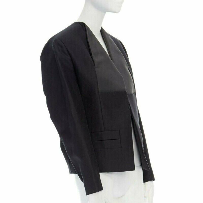 Balenciaga runway BALENCIAGA GHESQUIERE SS12 black leather panel collarless jacket FR34 US2 Size S / US 4 / IT 40 - 3 Thumbnail