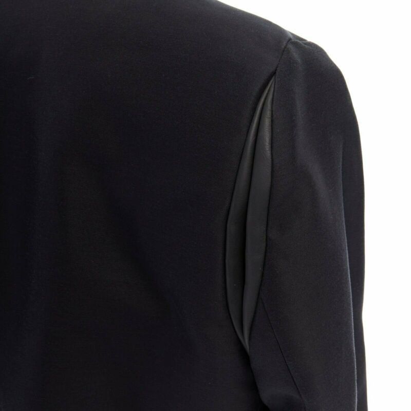 Balenciaga runway BALENCIAGA GHESQUIERE SS12 black leather panel collarless jacket FR34 US2 Size S / US 4 / IT 40 - 8 Thumbnail
