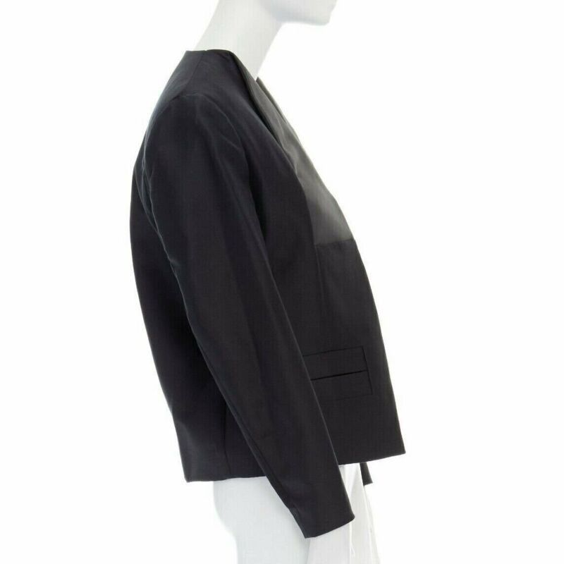 Balenciaga runway BALENCIAGA GHESQUIERE SS12 black leather panel collarless jacket FR34 US2 Size S / US 4 / IT 40 - 4 Thumbnail