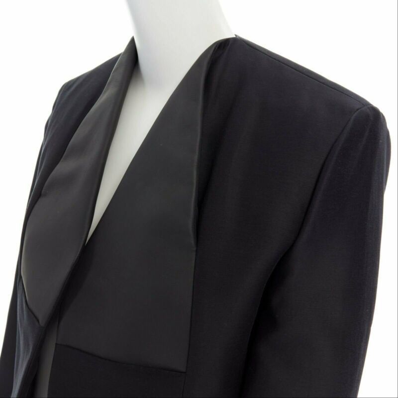 Balenciaga runway BALENCIAGA GHESQUIERE SS12 black leather panel collarless jacket FR34 US2 Size S / US 4 / IT 40 - 2 Thumbnail