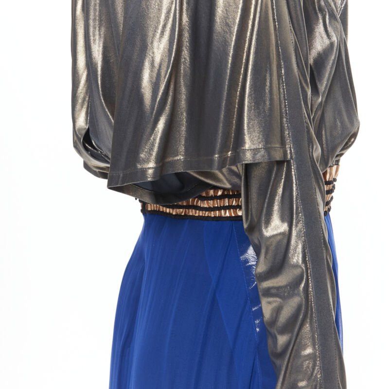 Balenciaga new BALENCIAGA 2012 Runway blue copper futuristic bustier silk dress FR36 XS Size XS / US 0-2 / IT 36-38 - 8 Thumbnail