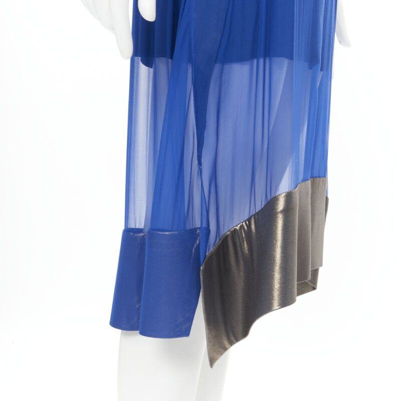 Balenciaga new BALENCIAGA 2012 Runway blue copper futuristic bustier silk dress FR36 XS Size XS / US 0-2 / IT 36-38 - 10 Thumbnail