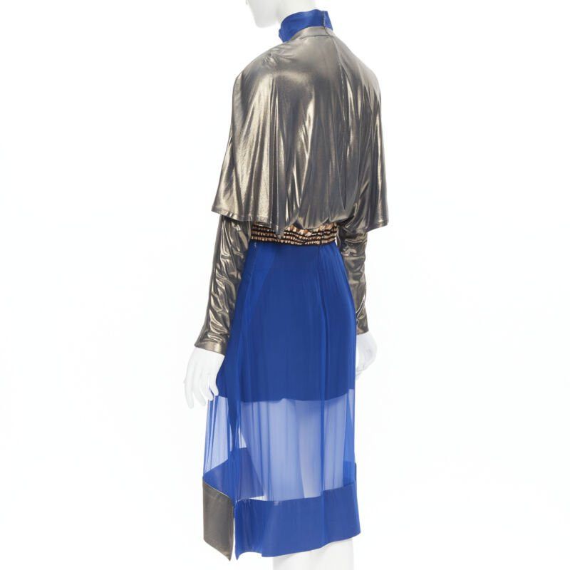 Balenciaga new BALENCIAGA 2012 Runway blue copper futuristic bustier silk dress FR36 XS Size XS / US 0-2 / IT 36-38 - 6 Thumbnail