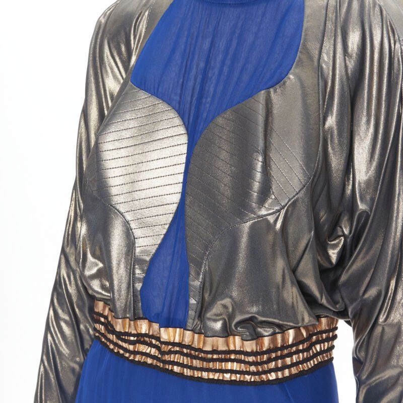 Balenciaga new BALENCIAGA 2012 Runway blue copper futuristic bustier silk dress FR36 XS Size XS / US 0-2 / IT 36-38 - 2 Thumbnail