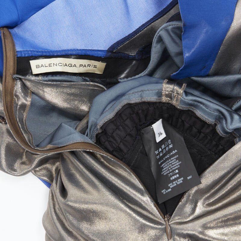 Balenciaga new BALENCIAGA 2012 Runway blue copper futuristic bustier silk dress FR36 XS Size XS / US 0-2 / IT 36-38 - 11 Thumbnail