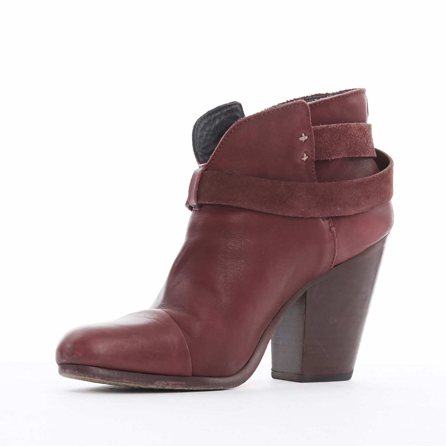Rag & Bone RAG BONE Harrow burgundy red leather stud harness block heel ankle boots EU38.5 Size US 8.5 / IT 38.5 - 4 Thumbnail