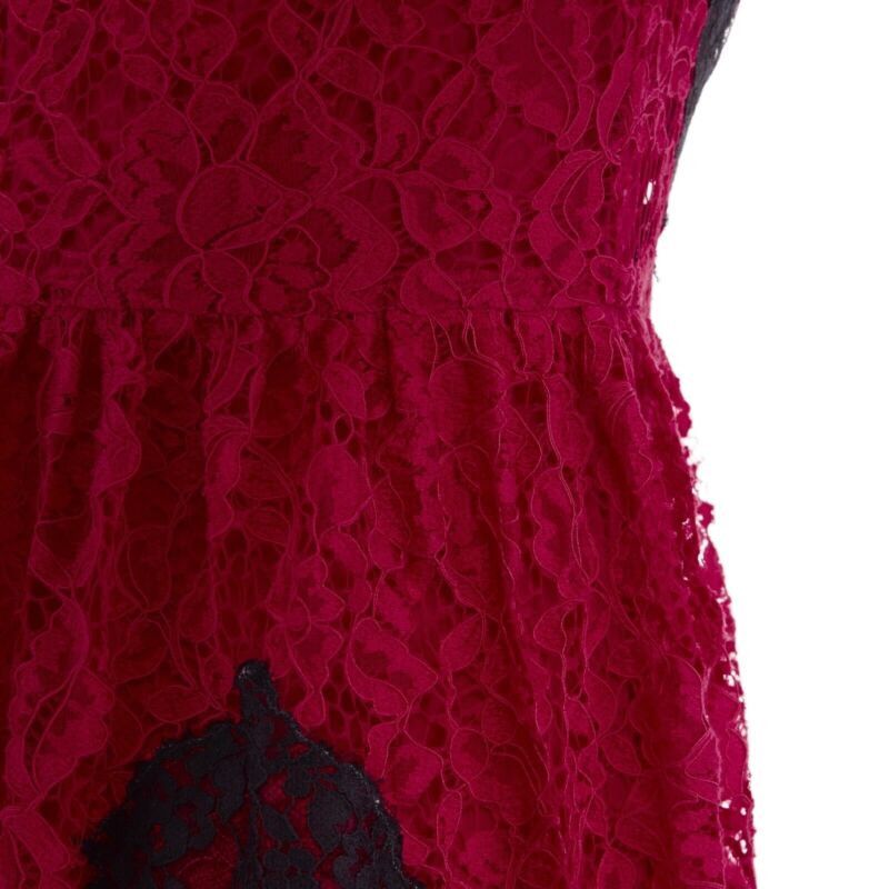 HUISHAN ZHANG HUISHAN ZHANG red floral embroidered lace black spot flared cocktail dress US4 S Size S / US 4 / IT 40 - 6 Thumbnail