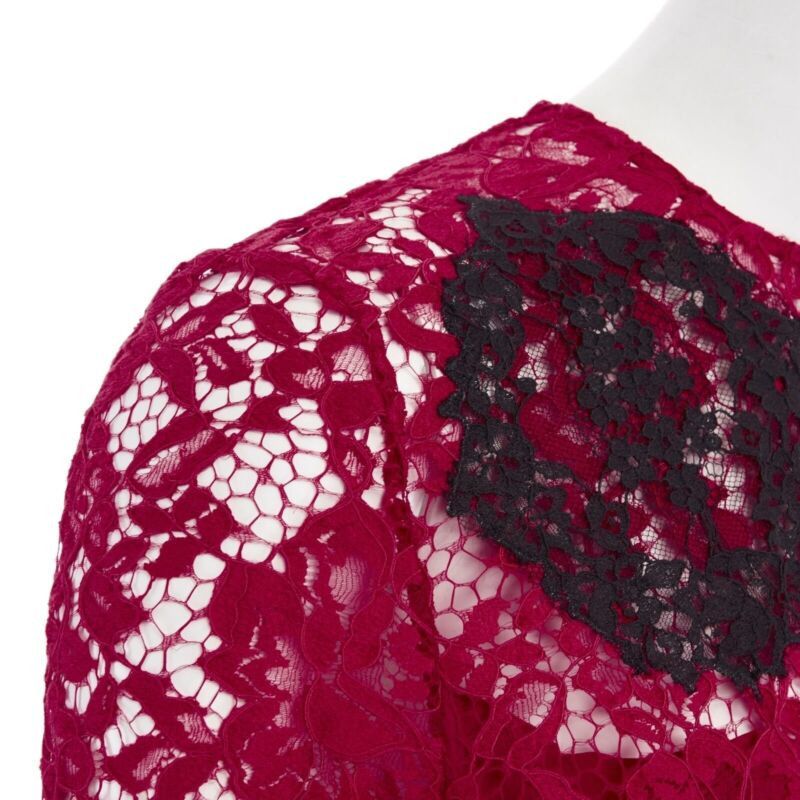 HUISHAN ZHANG HUISHAN ZHANG red floral embroidered lace black spot flared cocktail dress US4 S Size S / US 4 / IT 40 - 4 Thumbnail
