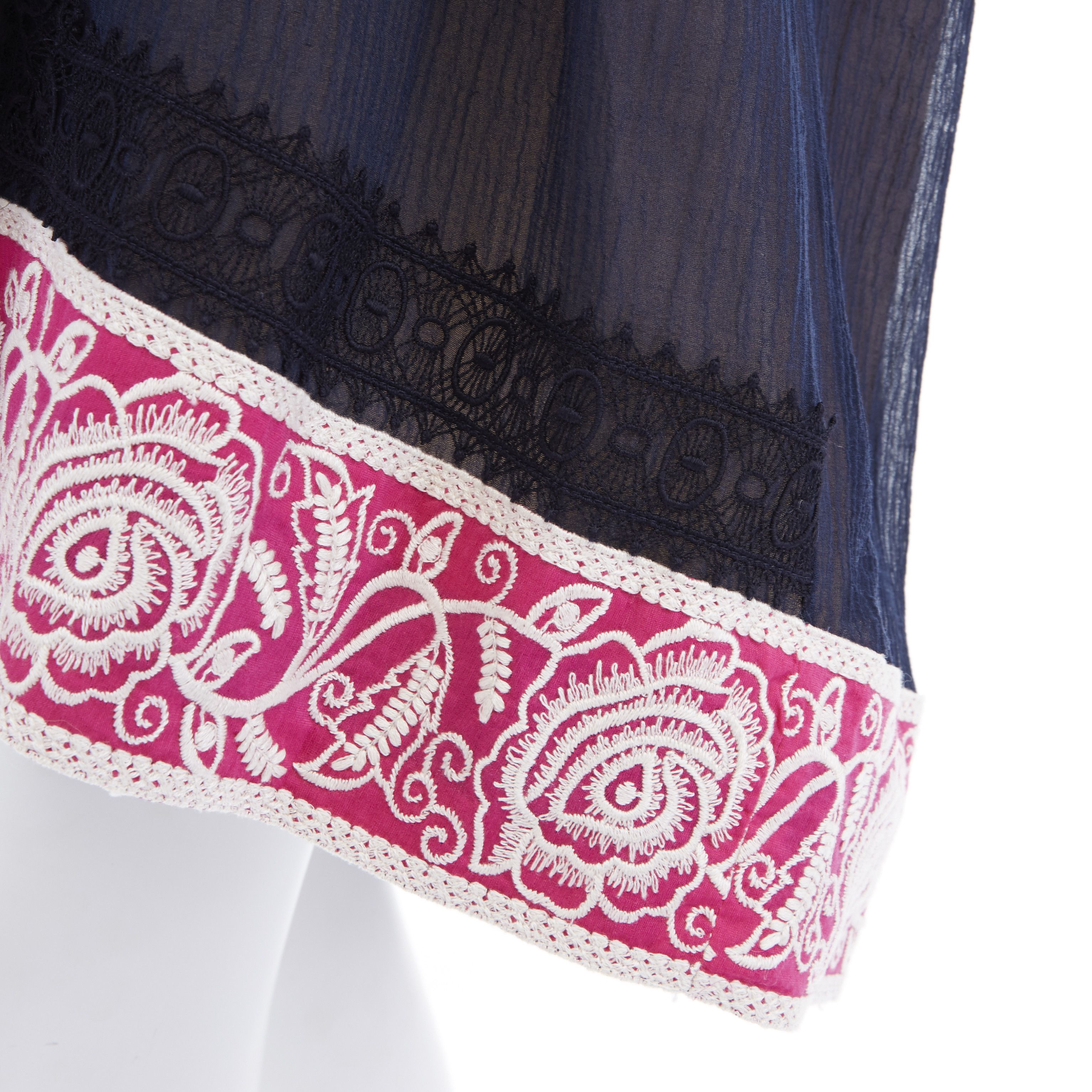 Chloe new CHLOE navy embroidery lace trim off shoulder boho dress FR36 S Size S / US 4 / IT 40 - 10 Thumbnail