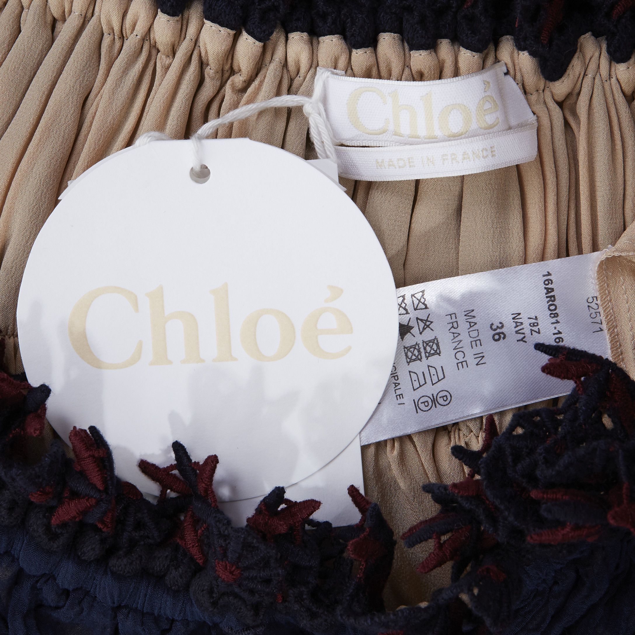 Chloe new CHLOE navy embroidery lace trim off shoulder boho dress FR36 S Size S / US 4 / IT 40 - 11 Thumbnail