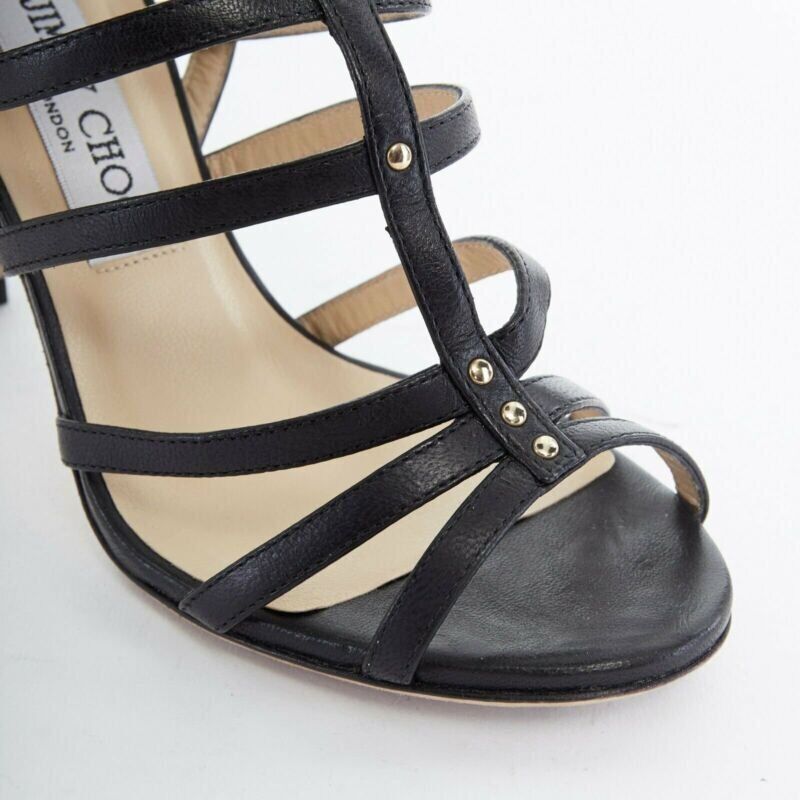 Jimmy Choo JIMMY CHOO black leather flower brooch caged strappy heel sandals EU35.5 US5.5 Size US 5.5 / IT 35.5 - 7 Thumbnail