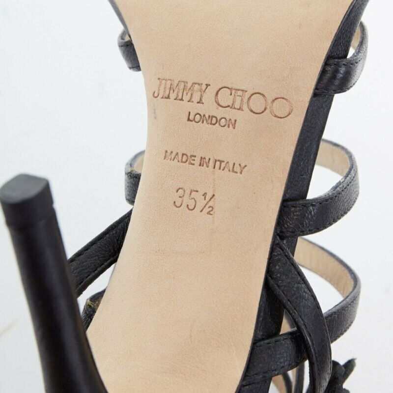 Jimmy Choo JIMMY CHOO black leather flower brooch caged strappy heel sandals EU35.5 US5.5 Size US 5.5 / IT 35.5 - 11 Thumbnail