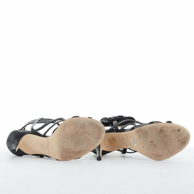 Jimmy Choo JIMMY CHOO black leather flower brooch caged strappy heel sandals EU35.5 US5.5 Size US 5.5 / IT 35.5 - 6 Thumbnail