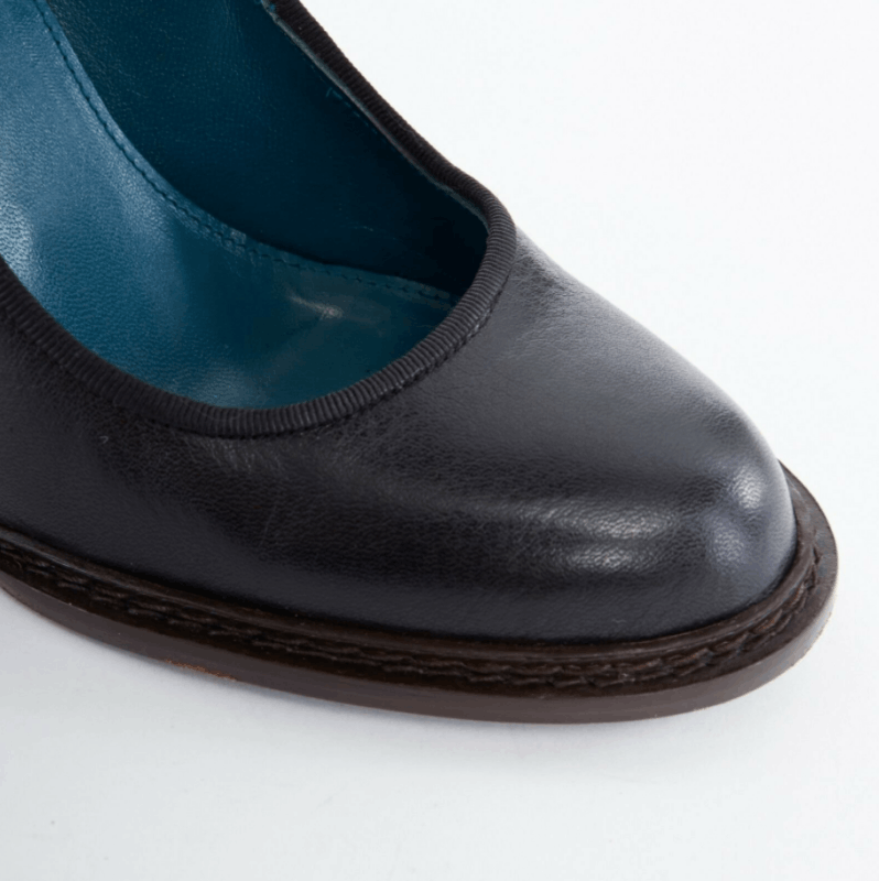 Anne Valerie Hash ANNE VALERIE HASH black leather round toe stacked chunky heel shoes EU37 US7 UK4 Size US 7 / IT 37 - 7 Thumbnail