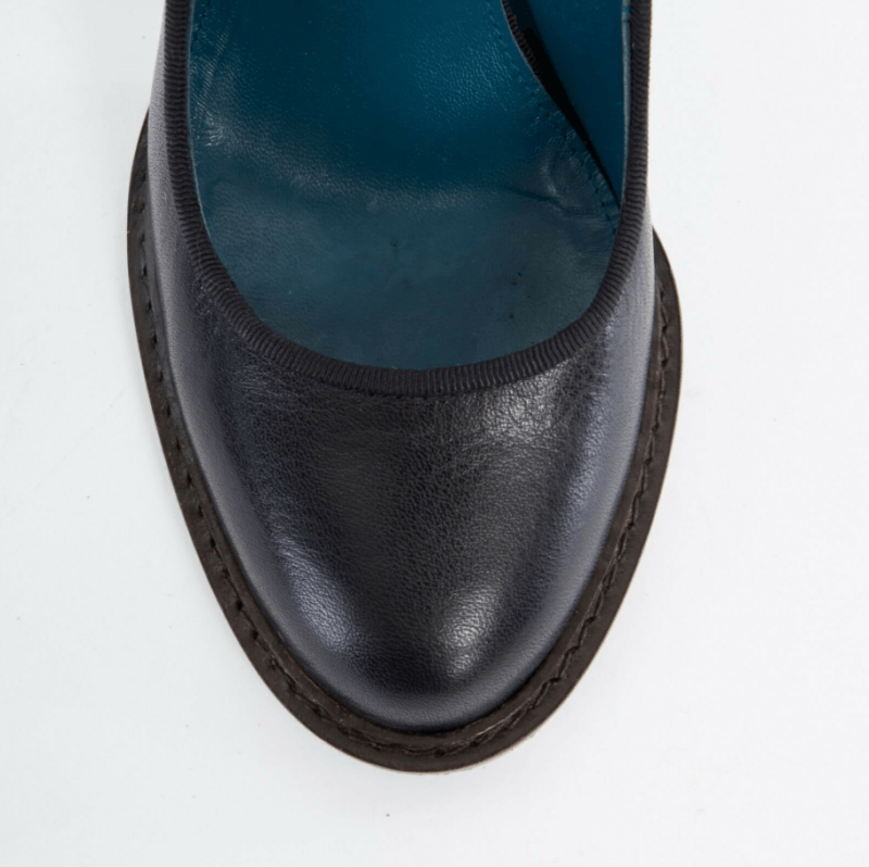 Anne Valerie Hash ANNE VALERIE HASH black leather round toe stacked chunky heel shoes EU37 US7 UK4 Size US 7 / IT 37 - 6 Thumbnail