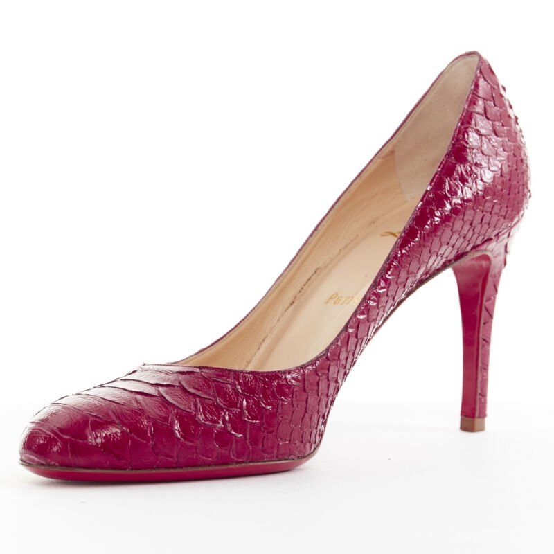 Christian Louboutin CHRISTIAN LOUBOUTIN Miss Gena 85 red glossy leather round toe pumps EU36.5 Size US 6.5 / IT 36.5 - 4 Thumbnail