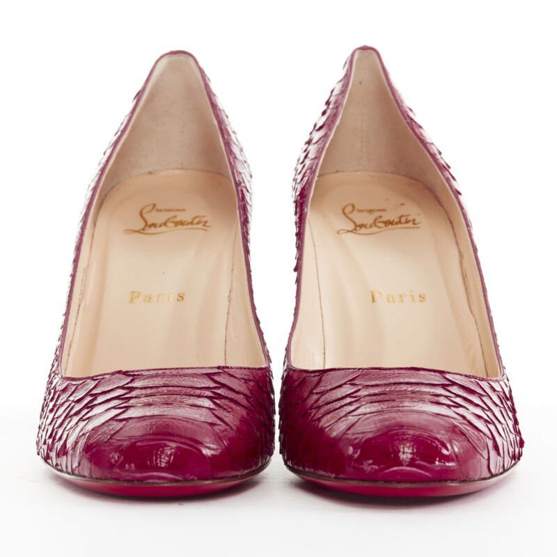 Christian Louboutin CHRISTIAN LOUBOUTIN Miss Gena 85 red glossy leather round toe pumps EU36.5 Size US 6.5 / IT 36.5 - 3 Thumbnail