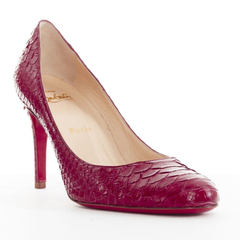 Christian Louboutin CHRISTIAN LOUBOUTIN Miss Gena 85 red glossy leather round toe pumps EU36.5 Size US 6.5 / IT 36.5 - 2 Thumbnail