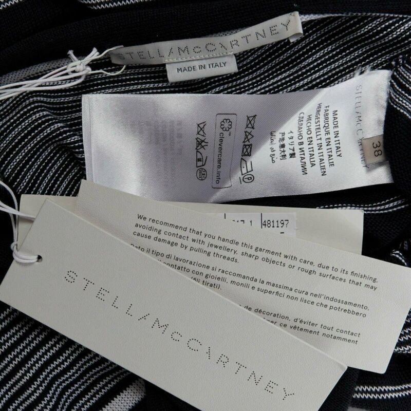 Stella McCartney new STELLA MCCARTNEY black white stripe knit draped waist stretch dress IT38 XS Size XS / US 0-2 / IT 36-38 - 9 Thumbnail