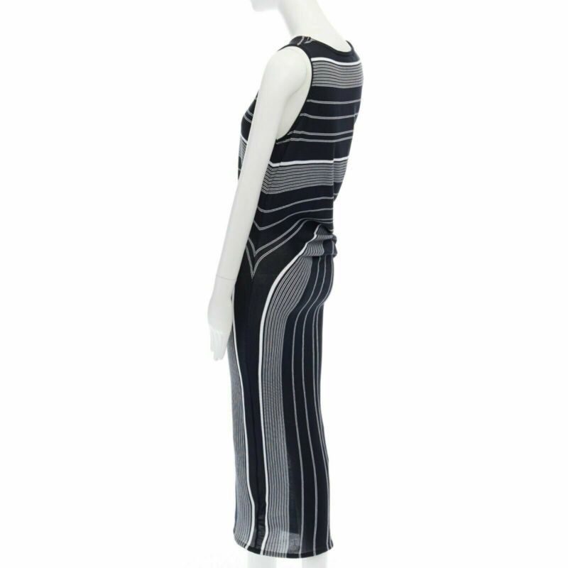 Stella McCartney new STELLA MCCARTNEY black white stripe knit draped waist stretch dress IT38 XS Size XS / US 0-2 / IT 36-38 - 6 Thumbnail