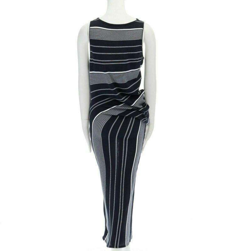 Stella McCartney new STELLA MCCARTNEY black white stripe knit draped waist stretch dress IT38 XS Size XS / US 0-2 / IT 36-38 - 5 Thumbnail