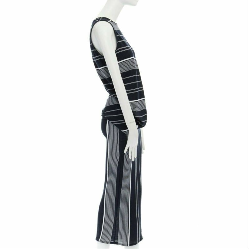 Stella McCartney new STELLA MCCARTNEY black white stripe knit draped waist stretch dress IT38 XS Size XS / US 0-2 / IT 36-38 - 4 Thumbnail