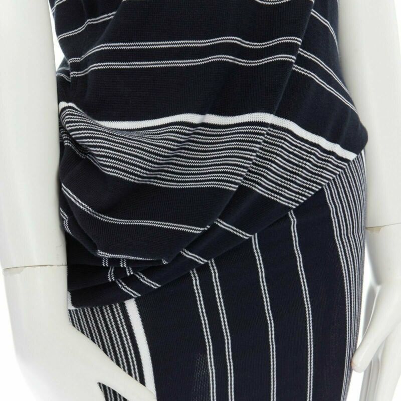 Stella McCartney new STELLA MCCARTNEY black white stripe knit draped waist stretch dress IT38 XS Size XS / US 0-2 / IT 36-38 - 2 Thumbnail