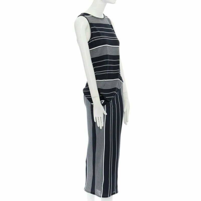Stella McCartney new STELLA MCCARTNEY black white stripe knit draped waist stretch dress IT38 XS Size XS / US 0-2 / IT 36-38 - 3 Thumbnail