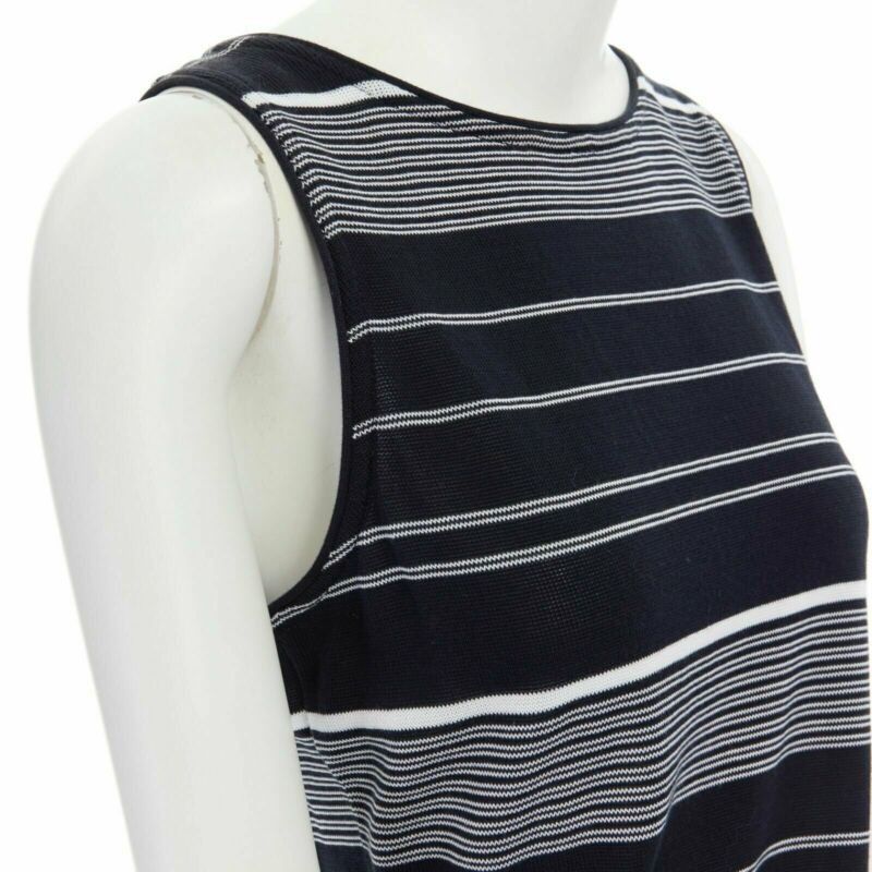 Stella McCartney new STELLA MCCARTNEY black white stripe knit draped waist stretch dress IT38 XS Size XS / US 0-2 / IT 36-38 - 7 Thumbnail