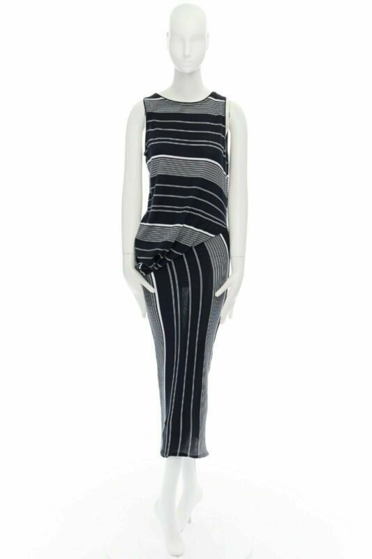 Stella McCartney new STELLA MCCARTNEY black white stripe knit draped waist stretch dress IT38 XS Size XS / US 0-2 / IT 36-38 - 10 Thumbnail