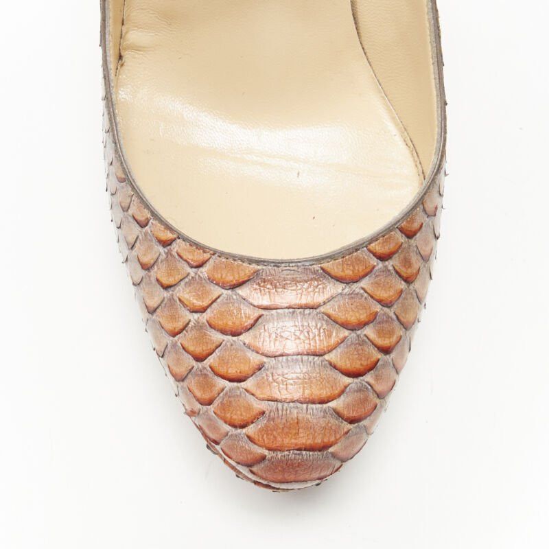 Christian Louboutin CHRISTIAN LOUBOUTIN Bianca 140 orange grey scaled leather platform pump EU37.5 Size US 7.5 / IT 37.5 - 7 Thumbnail