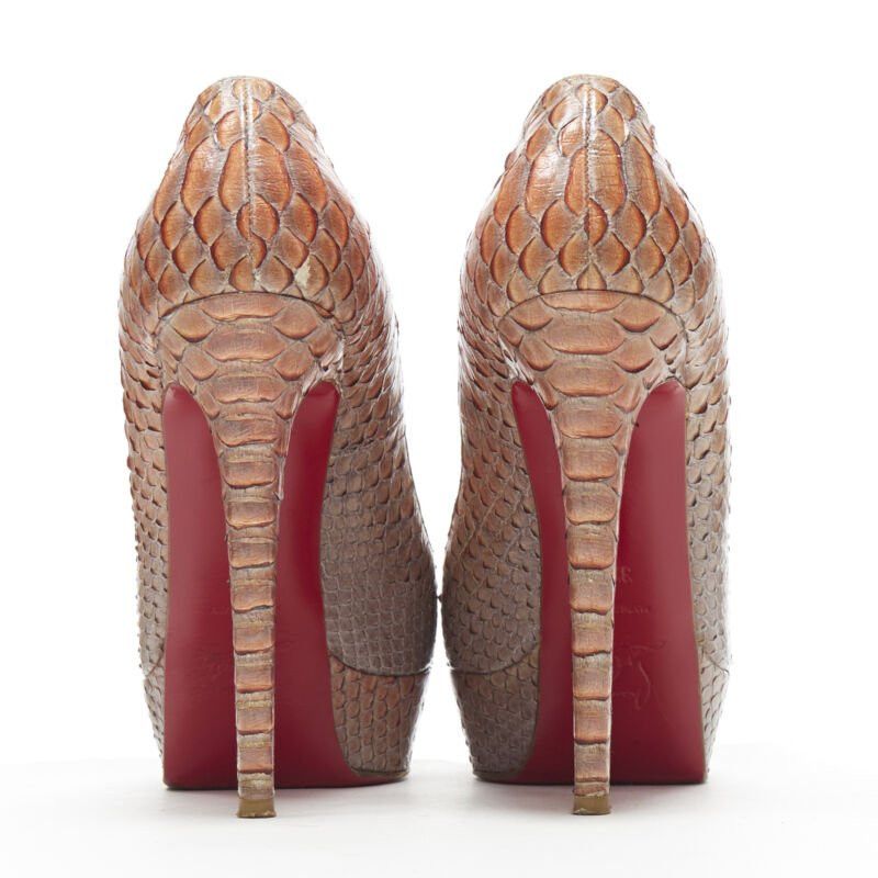 Christian Louboutin CHRISTIAN LOUBOUTIN Bianca 140 orange grey scaled leather platform pump EU37.5 Size US 7.5 / IT 37.5 - 5 Thumbnail