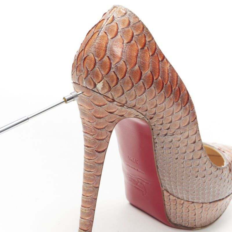 Christian Louboutin CHRISTIAN LOUBOUTIN Bianca 140 orange grey scaled leather platform pump EU37.5 Size US 7.5 / IT 37.5 - 10 Thumbnail