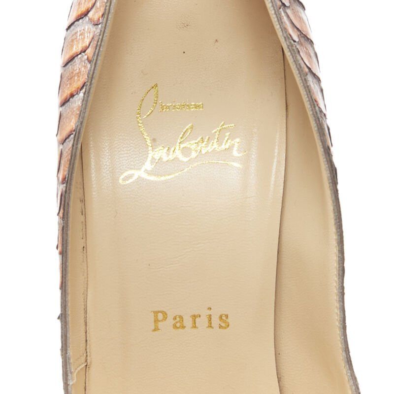 Christian Louboutin CHRISTIAN LOUBOUTIN Bianca 140 orange grey scaled leather platform pump EU37.5 Size US 7.5 / IT 37.5 - 11 Thumbnail