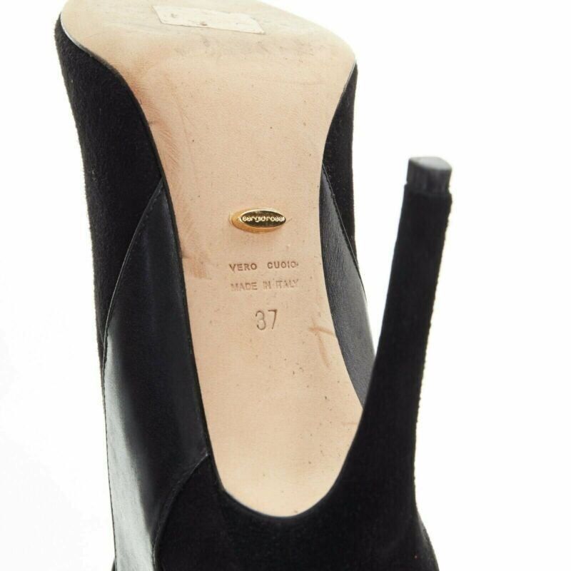 Sergio Rossi SERGIO ROSSI black suede leather strap buckle peep toe heel ankle bootie EU37 Size US 7 / IT 37 - 11 Thumbnail