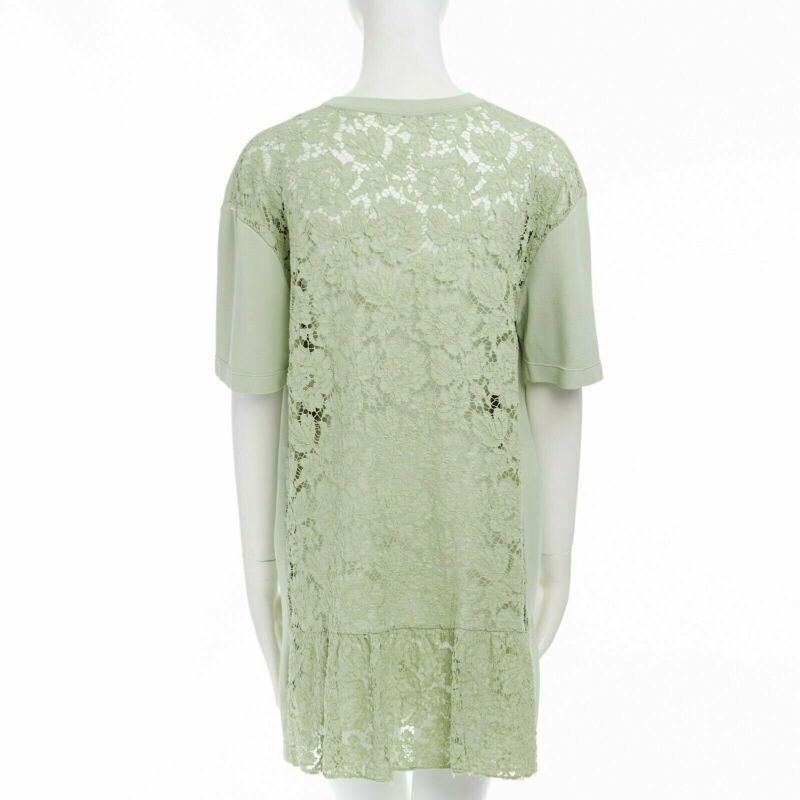 Valentino VALENTINO pastel green cotton crepe floral lace pleated back mini dress L Size M / US 6-8 / IT 42-44 - 5 Thumbnail
