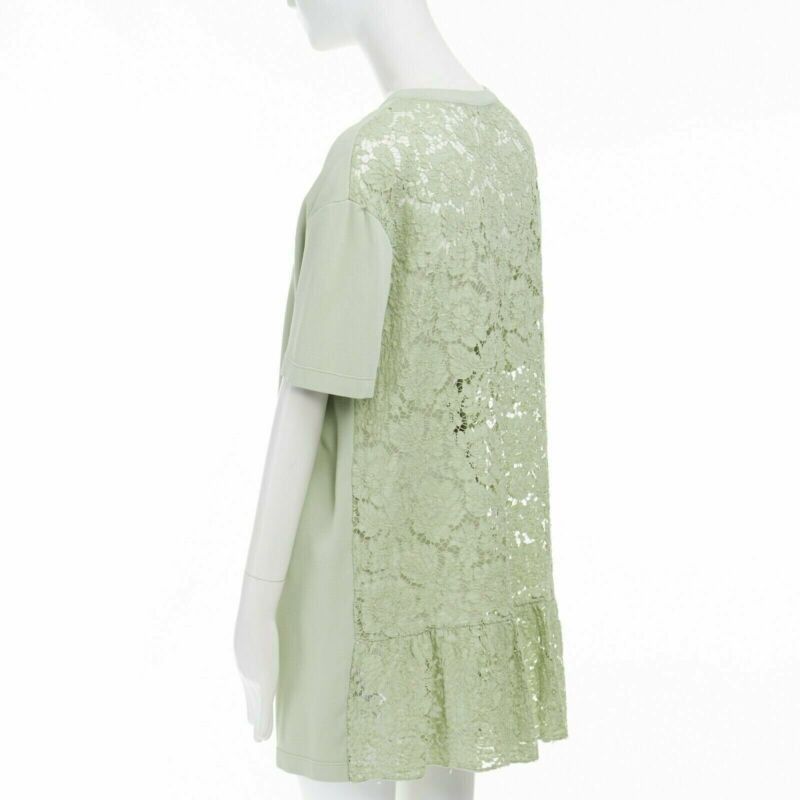 Valentino VALENTINO pastel green cotton crepe floral lace pleated back mini dress L Size M / US 6-8 / IT 42-44 - 6 Thumbnail