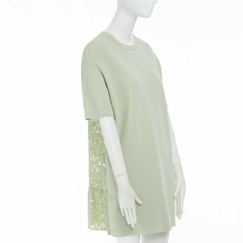 Valentino VALENTINO pastel green cotton crepe floral lace pleated back mini dress L Size M / US 6-8 / IT 42-44 - 3 Thumbnail