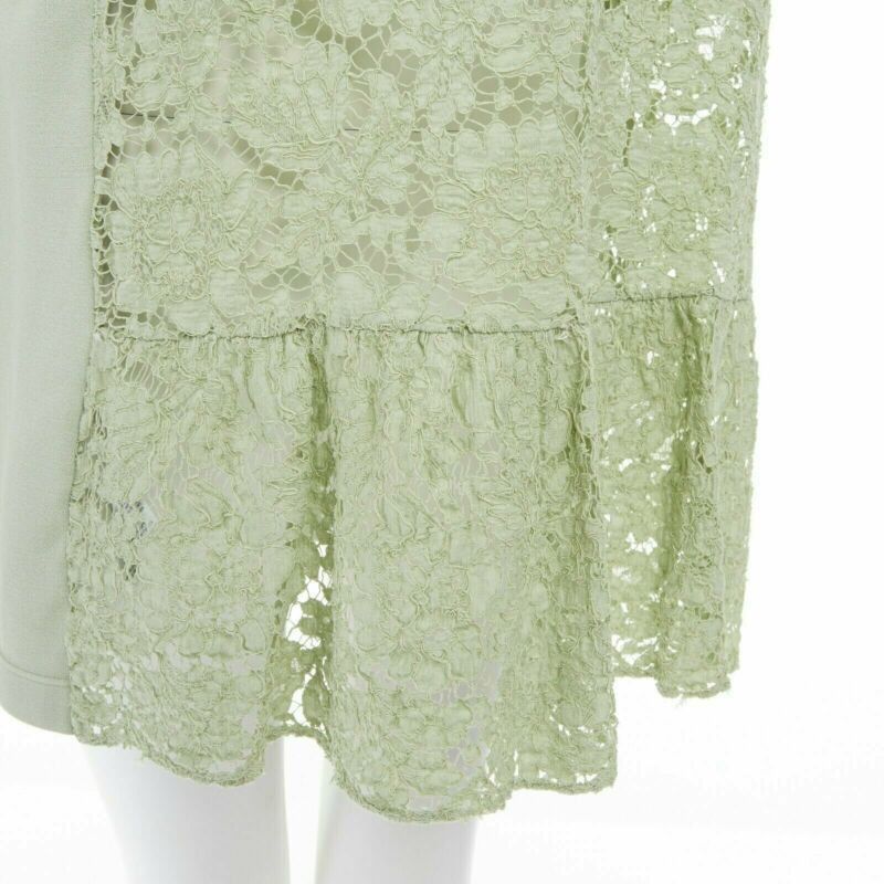 Valentino VALENTINO pastel green cotton crepe floral lace pleated back mini dress L Size M / US 6-8 / IT 42-44 - 2 Thumbnail