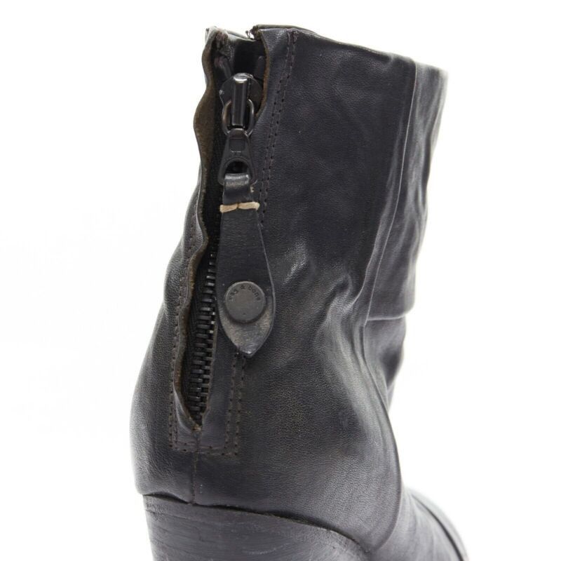 Rag & Bone RAG BONE black leather round toe chunky stacked heel western ankle boot EU36 Size US 6 / IT 36 - 9 Thumbnail