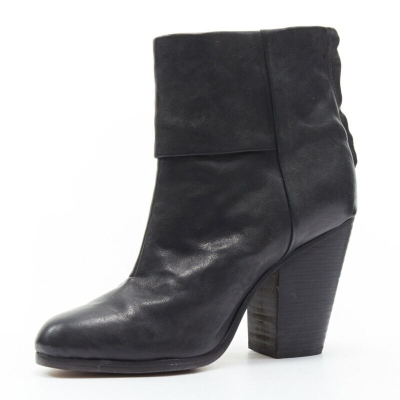 Rag & Bone RAG BONE black leather round toe chunky stacked heel western ankle boot EU36 Size US 6 / IT 36 - 4 Thumbnail