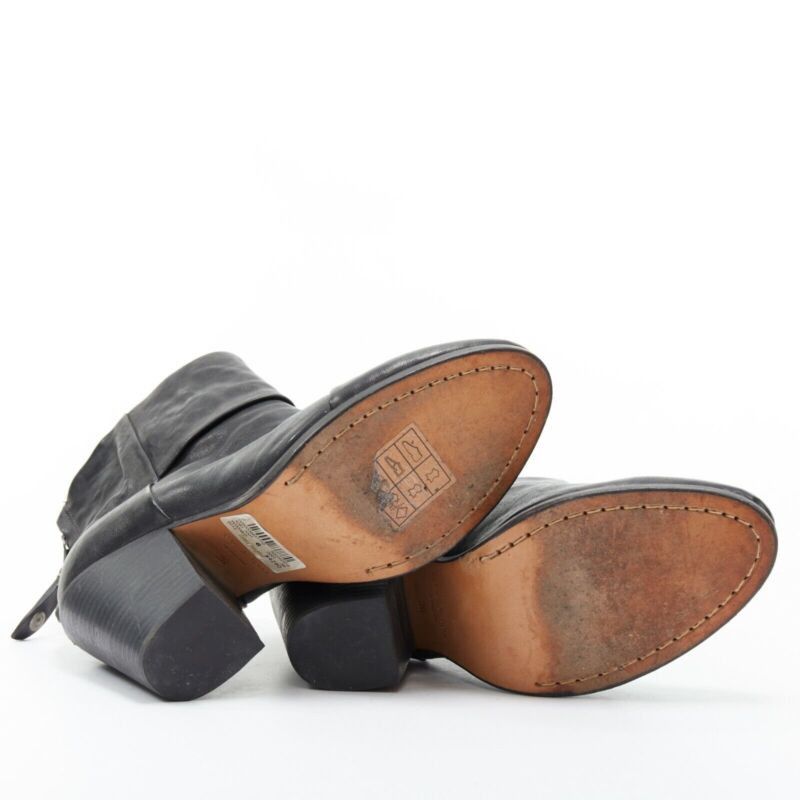 Rag & Bone RAG BONE black leather round toe chunky stacked heel western ankle boot EU36 Size US 6 / IT 36 - 6 Thumbnail