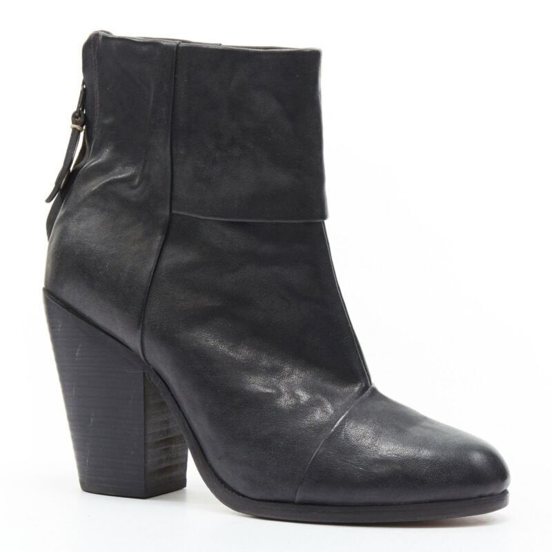 Rag & Bone RAG BONE black leather round toe chunky stacked heel western ankle boot EU36 Size US 6 / IT 36 - 2 Thumbnail