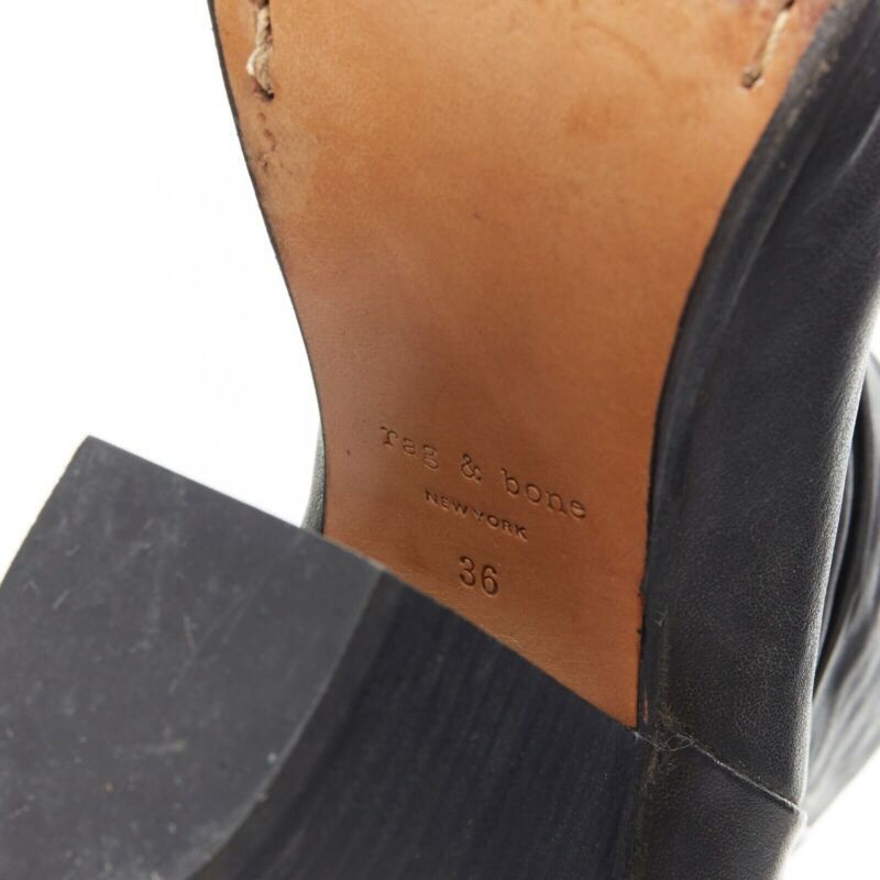 Rag & Bone RAG BONE black leather round toe chunky stacked heel western ankle boot EU36 Size US 6 / IT 36 - 10 Thumbnail