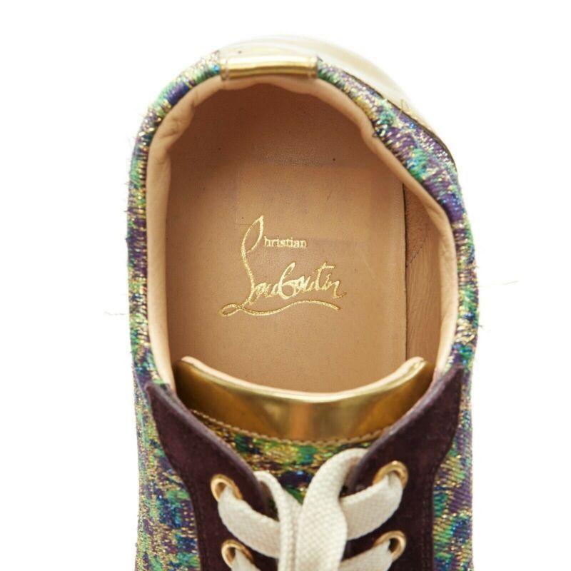 Christian Louboutin CHRISTIAN LOUBOUTIN Gondola gold jacquard strass crystal toe low sneaker EU38.5 Size US 8.5 / IT 38.5 - 11 Thumbnail