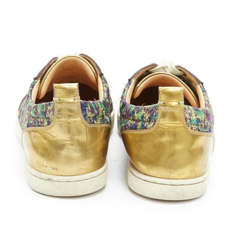 Christian Louboutin CHRISTIAN LOUBOUTIN Gondola gold jacquard strass crystal toe low sneaker EU38.5 Size US 8.5 / IT 38.5 - 5 Thumbnail