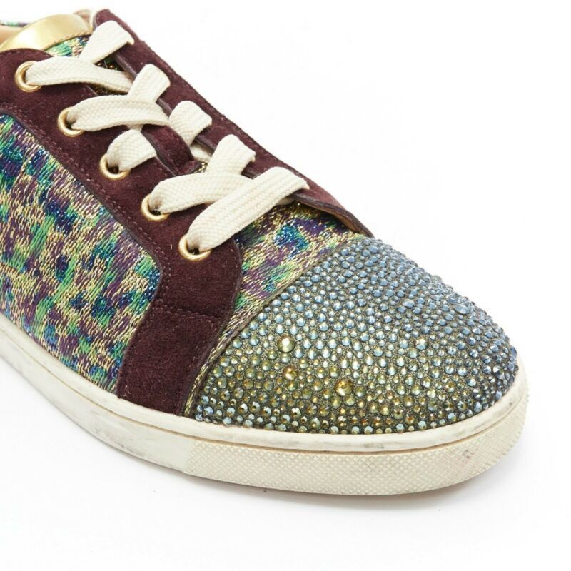 Christian Louboutin CHRISTIAN LOUBOUTIN Gondola gold jacquard strass crystal toe low sneaker EU38.5 Size US 8.5 / IT 38.5 - 7 Thumbnail